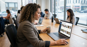 Brand manager selecting Nigerian product testers online.