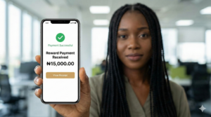 App tester receiving cash payment for completed test.