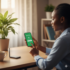 Nigerian user preparing device and internet for smooth survey on OpinionPadi.