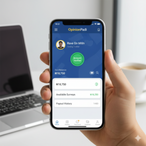 OpinionPadi dashboard displaying secure account verification for Nigerian users.