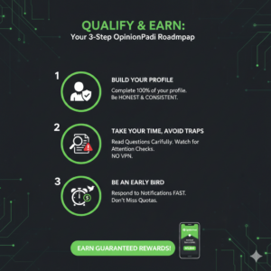 Infographic showing the steps to avoid survey disqualification and earn rewards.
