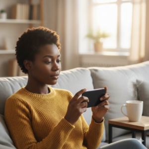 Nigerian user answering screening questions honestly and calmly on OpinionPadi.