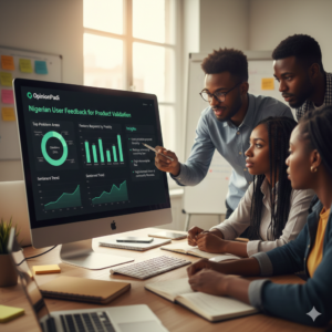 OpinionPadi dashboard displaying Nigerian user feedback for product validation.