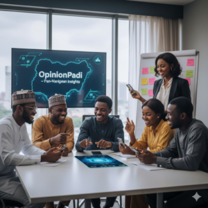 A diverse group of Nigerian users from various regions giving insights on a new product.