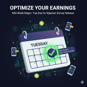 Calendar highlighting Tuesday as a top day for survey release in Nigeria.