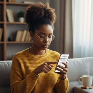 Survey participant carefully reading instructions to avoid disqualification.