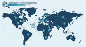 Map or icon-based visual of global survey participation