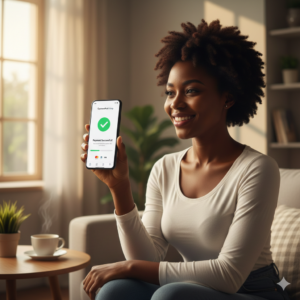 Nigerian user successfully completing an app payment after a smooth onboarding.