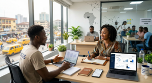 Nigerian startup team conducting deep-dive product interviews for validation.
